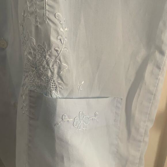 Vintage guayabera 70s80s shirt. Guayabera wedding shirt embroidered pastel blue - Picture 3 of 8